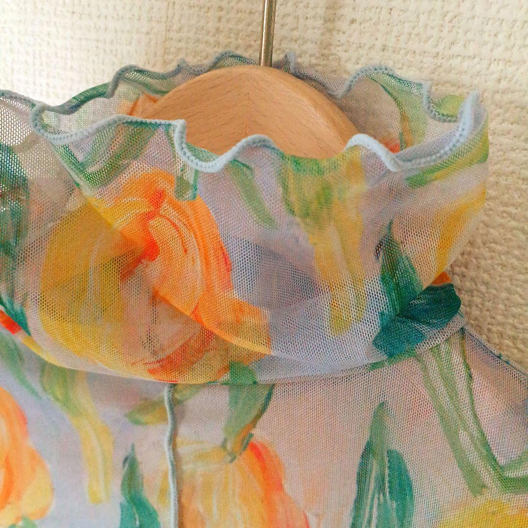 ふ*ゃ様 POPPY ORANGE TULIP SEE-THROUGH TOPS
