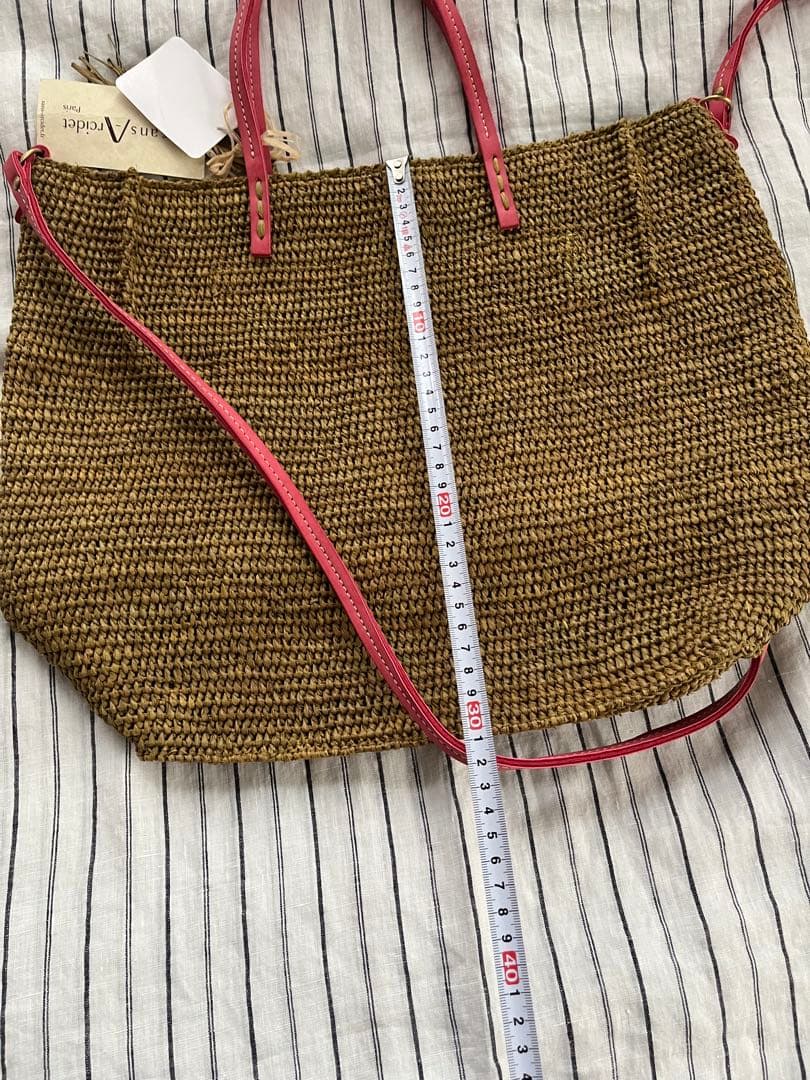新品未使用　サンアルシデ　ラフィアかご　ショルダー付き