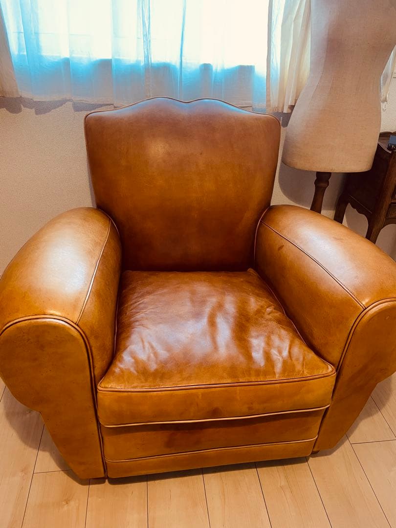 フランス　アンティーク　クラブソファ　ヴィンテージ　本革