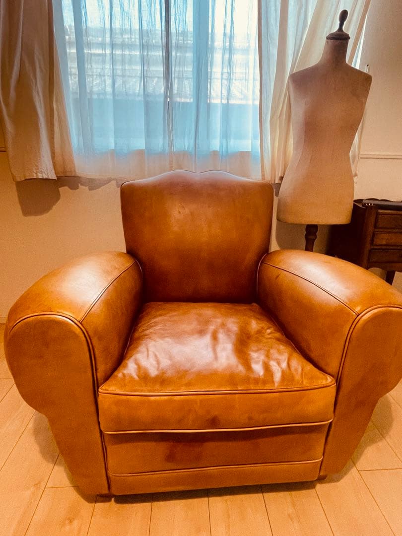 フランス　アンティーク　クラブソファ　ヴィンテージ　本革
