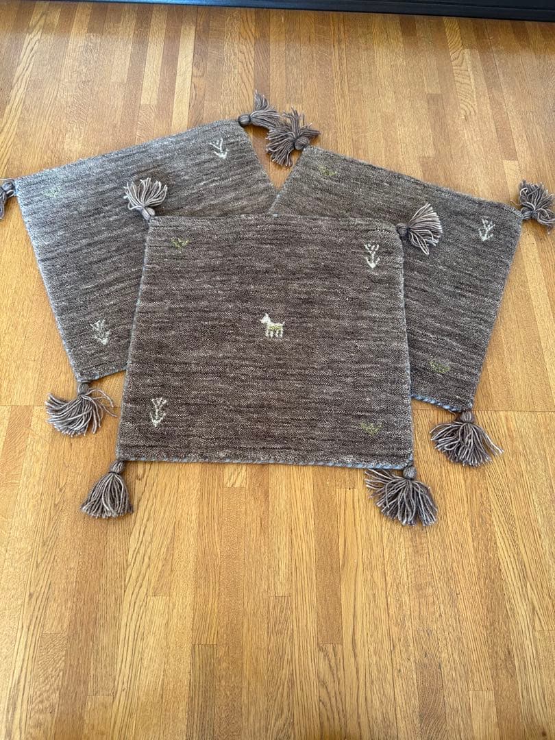 ギャッベ・タッセル付き刺繍ラグ・カーペット 5枚セット