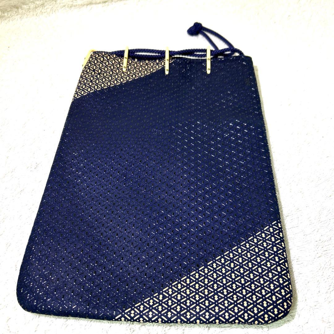 極美品　印傳屋　インデンヤ　巾着　ハンドバック　着物　紺色　ネイビー