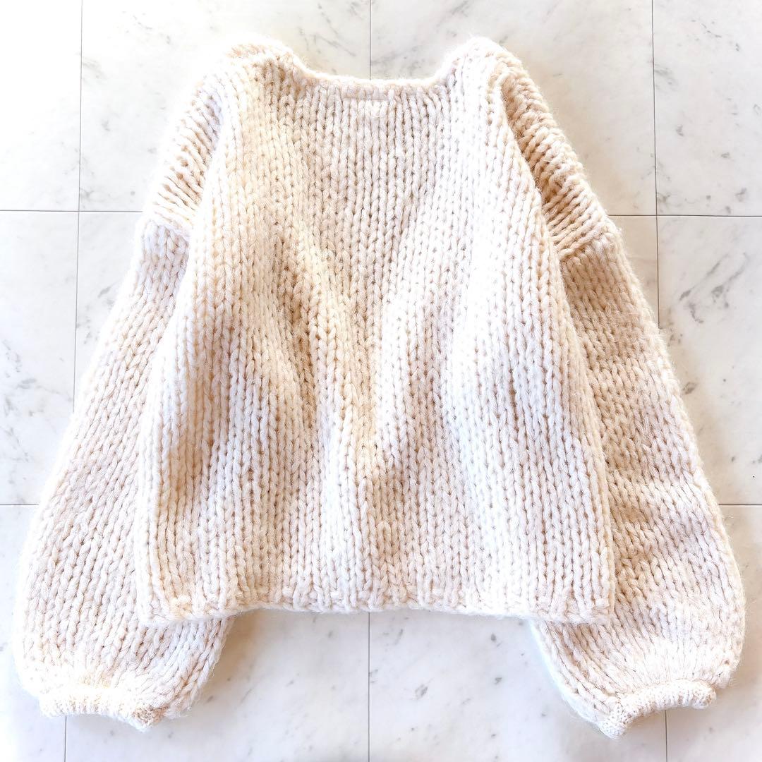 美品 ウィムガゼット モヘア混 ローゲージニットカーディガン パフスリーブ
