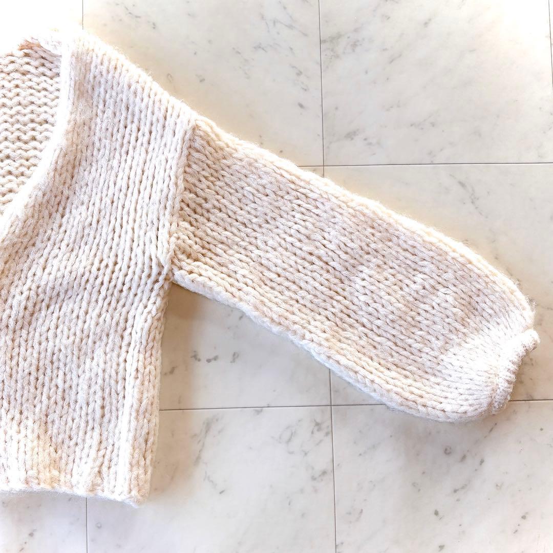 美品 ウィムガゼット モヘア混 ローゲージニットカーディガン パフスリーブ