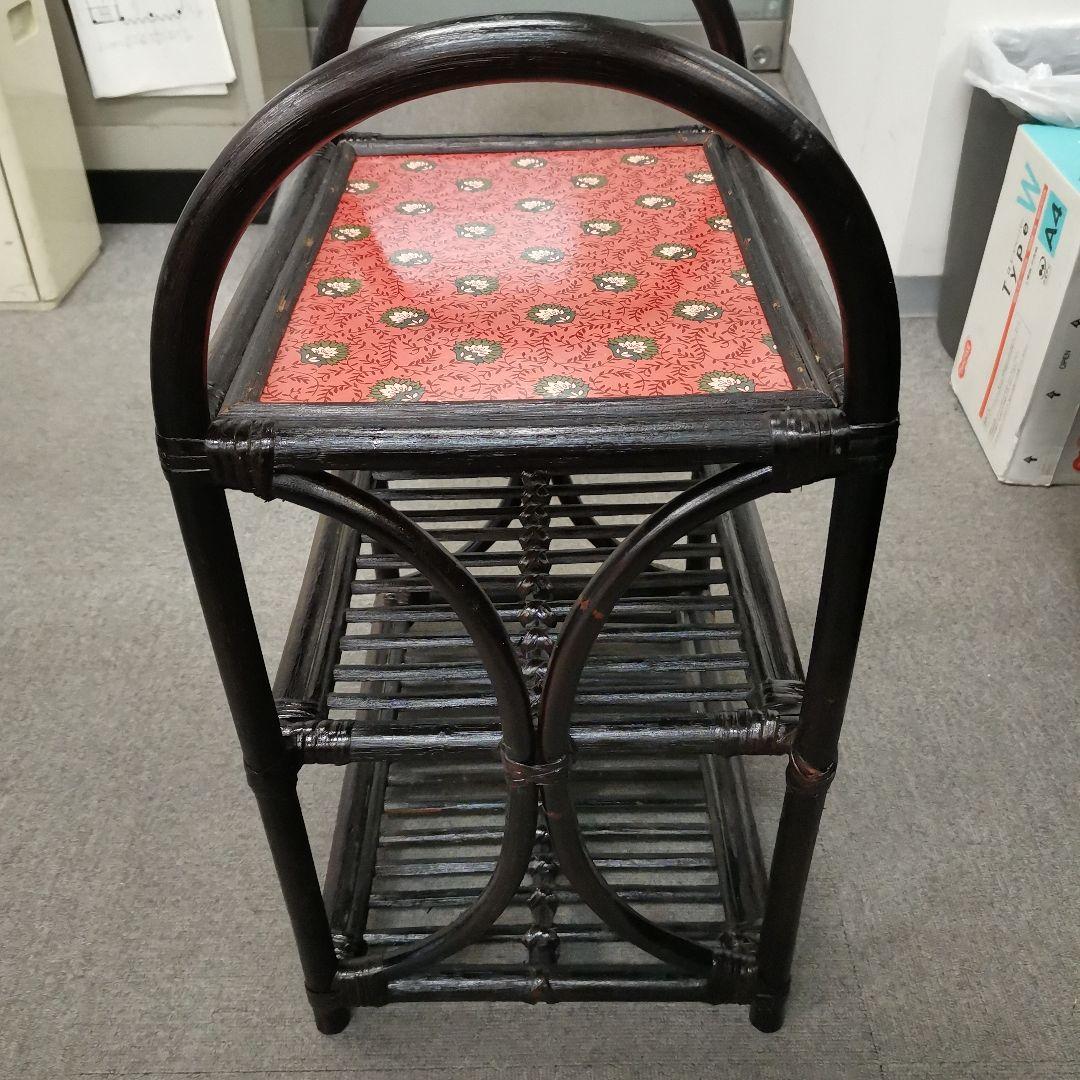 レトロ★ラタン製★3段ラック★1985年MFC記念品S賞★小物置き場に最適