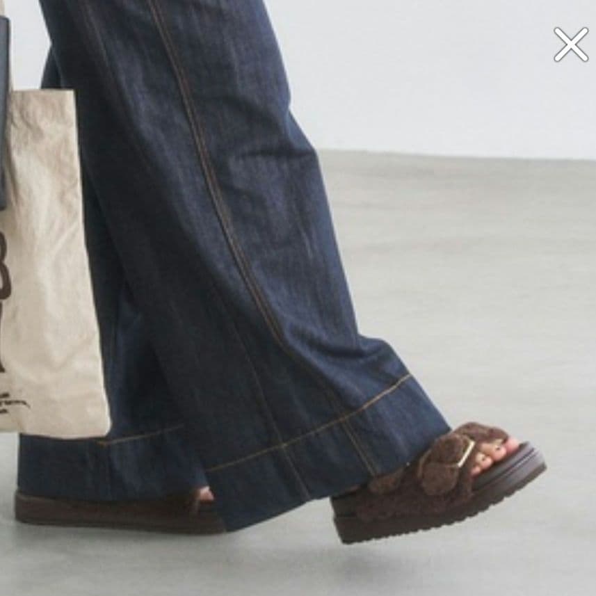 ■LE TALON レザー ボアベルト サンダル ブラウン S 美品