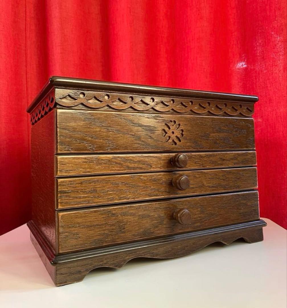 パリの雑貨屋　オーク材　ジュエリーボックス　4段　アクセサリーケース　モダン