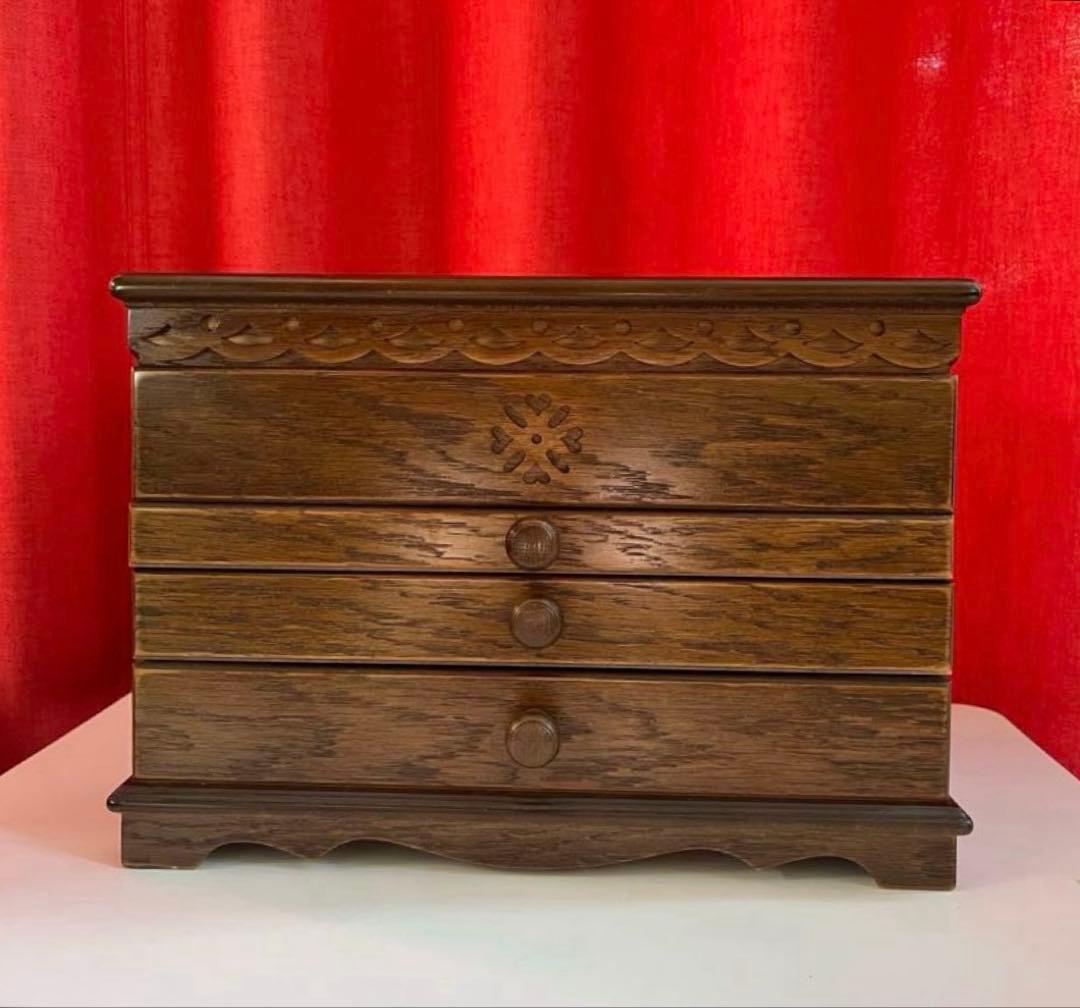 パリの雑貨屋　オーク材　ジュエリーボックス　4段　アクセサリーケース　モダン