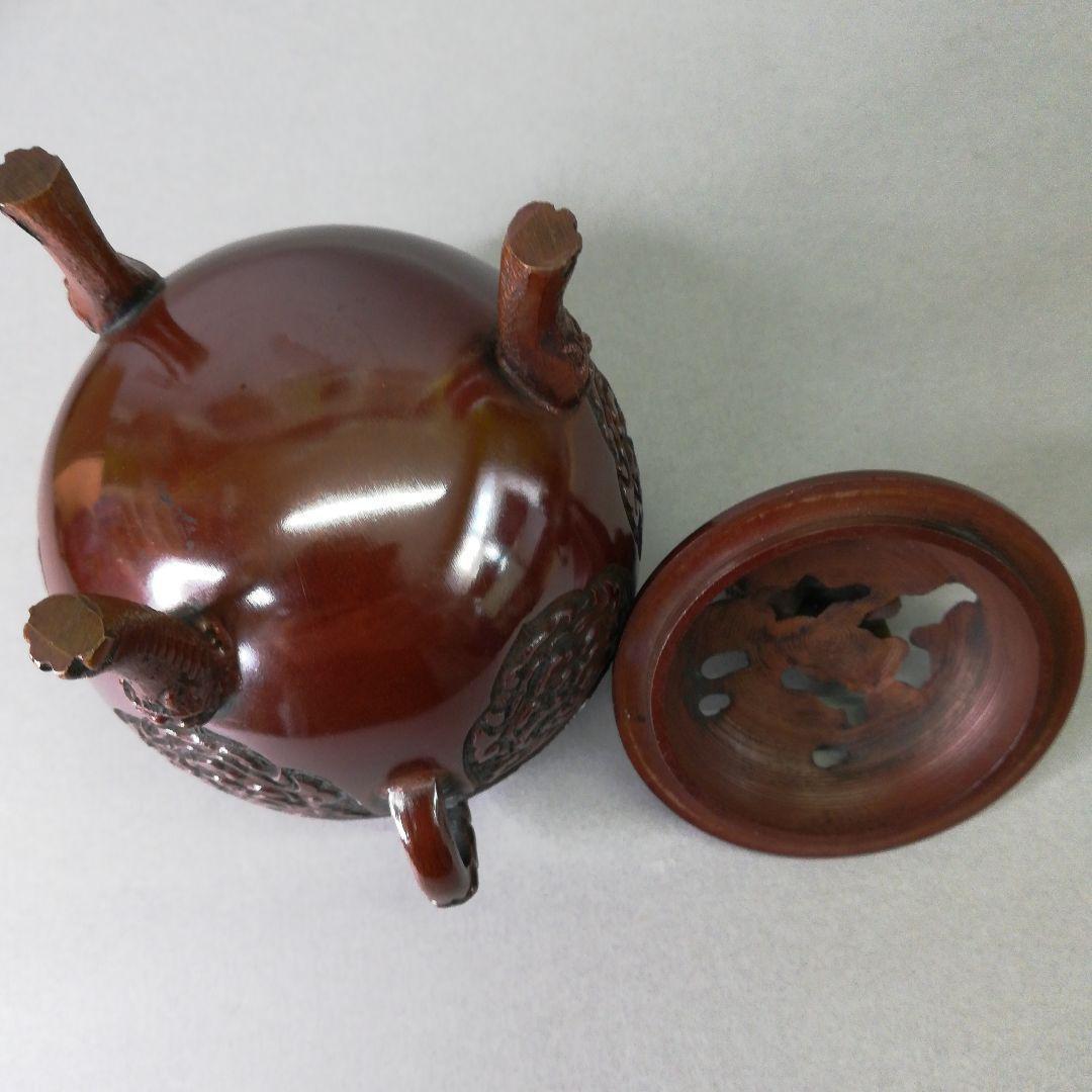 茶道具　青銅製　獅子　香炉　共箱