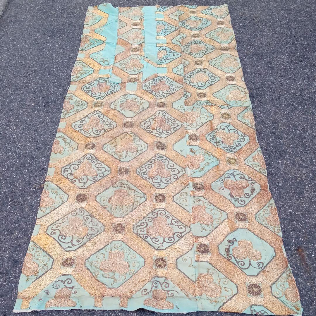 総金駒刺繍　打敷　内敷　総刺繍　仏教美術　地歌舞伎　歌舞伎　襤褸　骨董　古布
