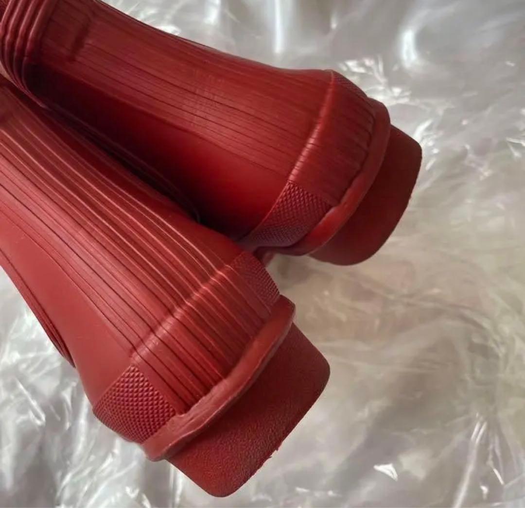 美品HUNTER　長靴　レインブーツ　チェルシーサイドゴアショートブーツ　レッド