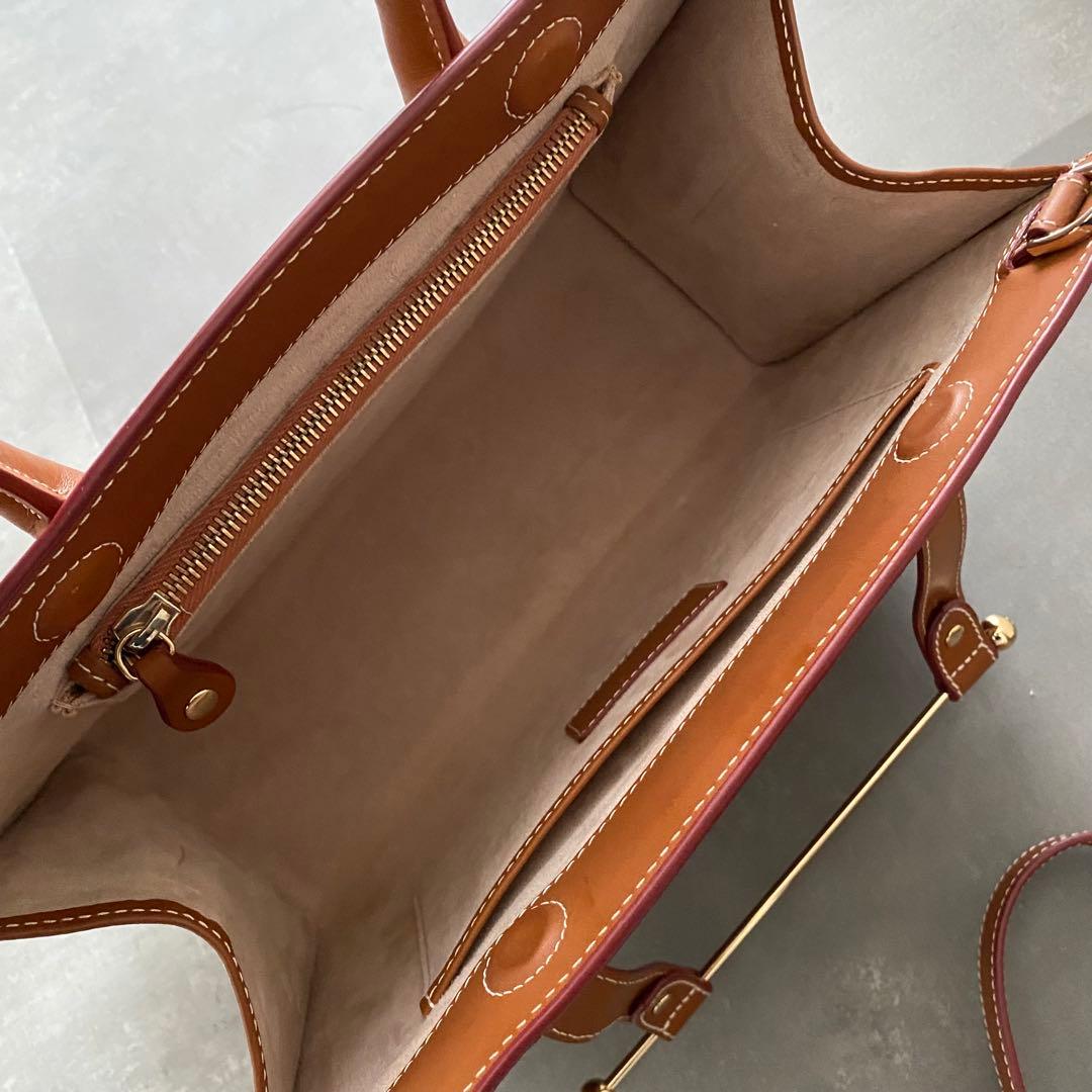 美品 ストラスベリー MIDI tote bag レザー ブラウン