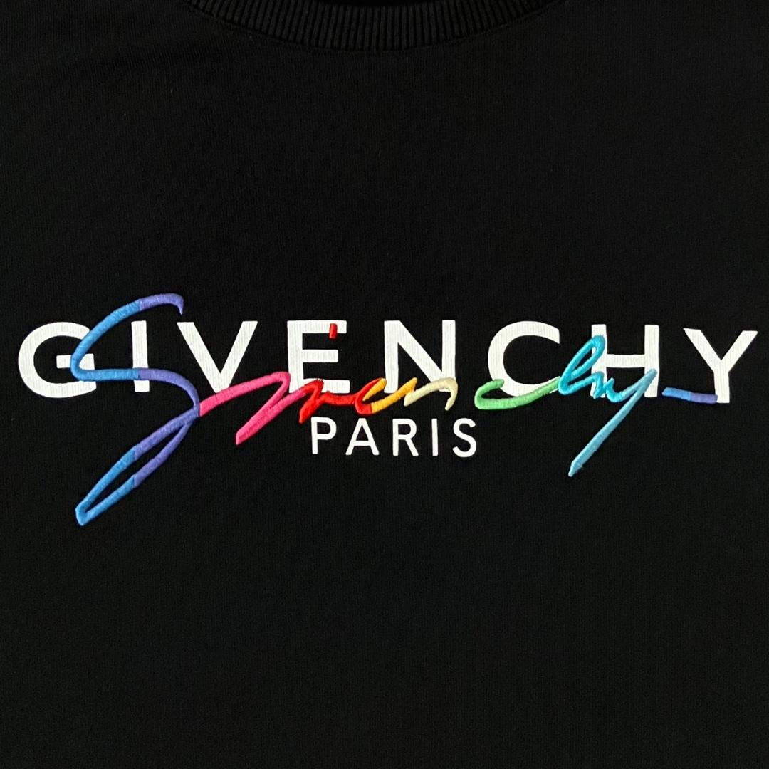 【超希少XL】ジバンシー センター刺繍ロゴスウェット レインボー ブラック 黒