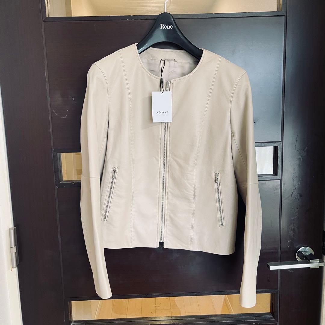 新品☆ ANAYI ラムレザーファスナージャケット/セオリー、23区、ロペ