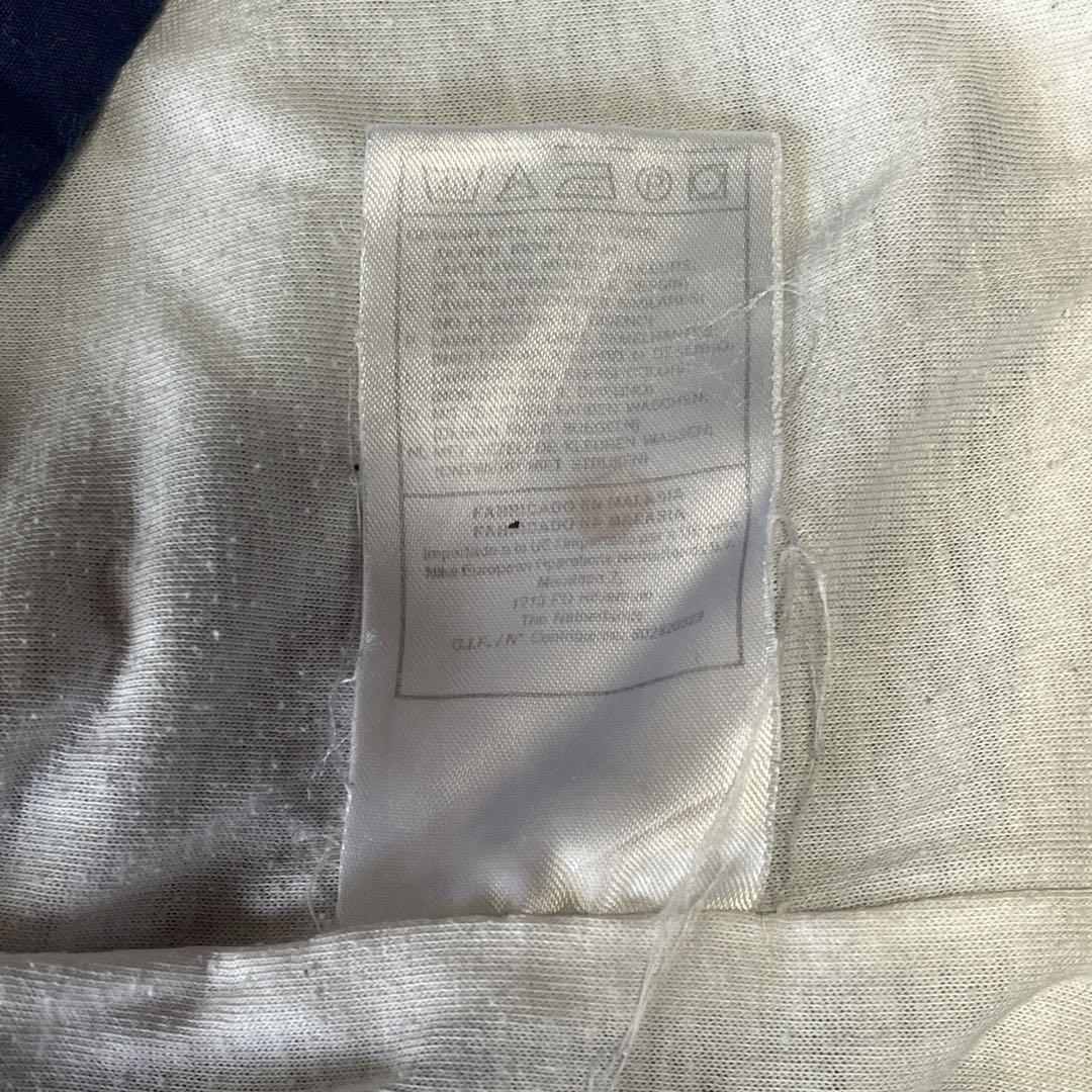 90s NIKE ナイキ ナイロンジャケット 銀タグ ビッグロゴ 紺白 刺繍 M