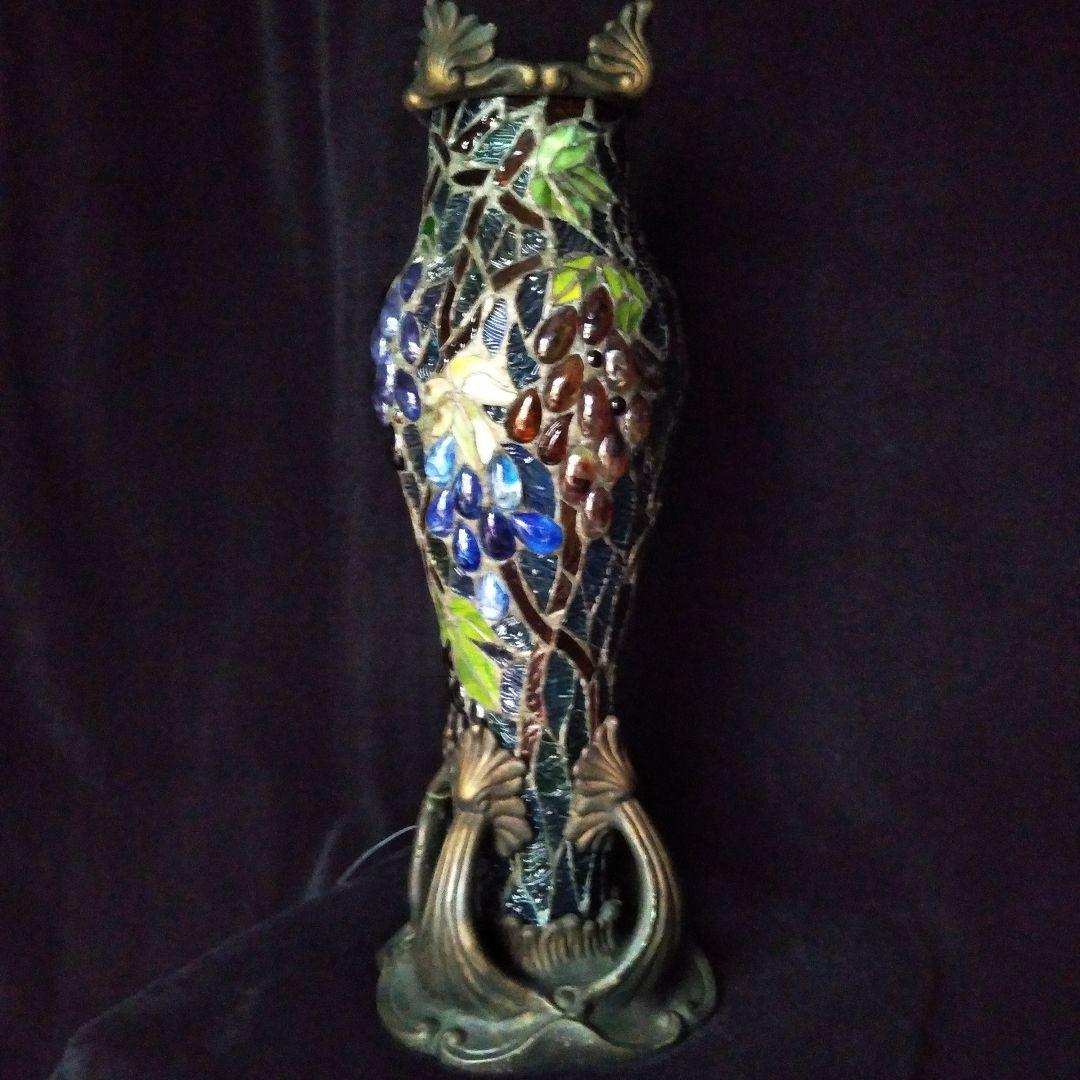 №照明館　アンティーク　ステンドグラス　ランプ葡萄　委託品