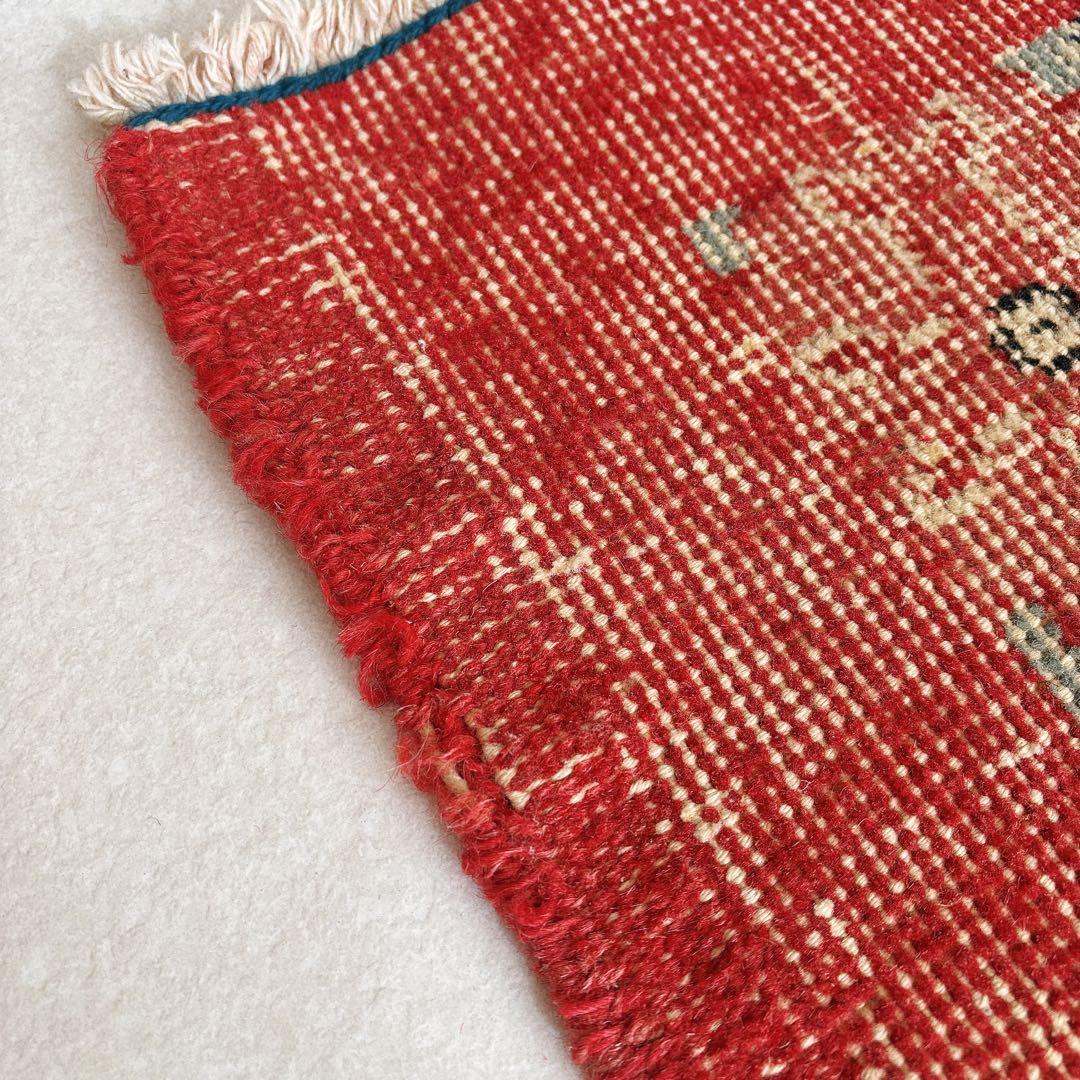 トルコ　ヴィンテージラグ　ピンク　グリーン