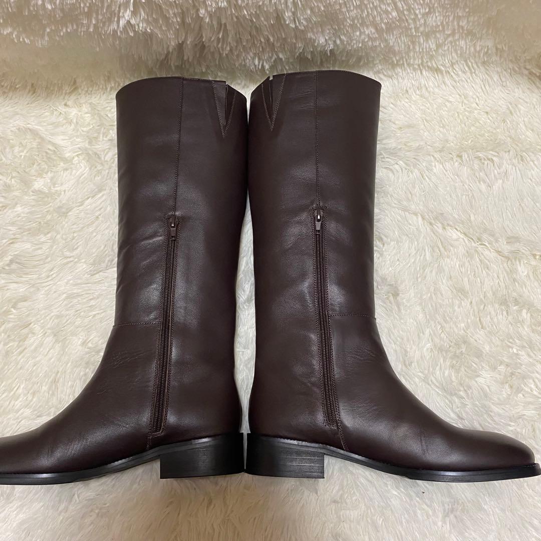 ✨REMME✨本革牛革サイドジップ レメ ブーツSLOBE IENA こげ茶箱付