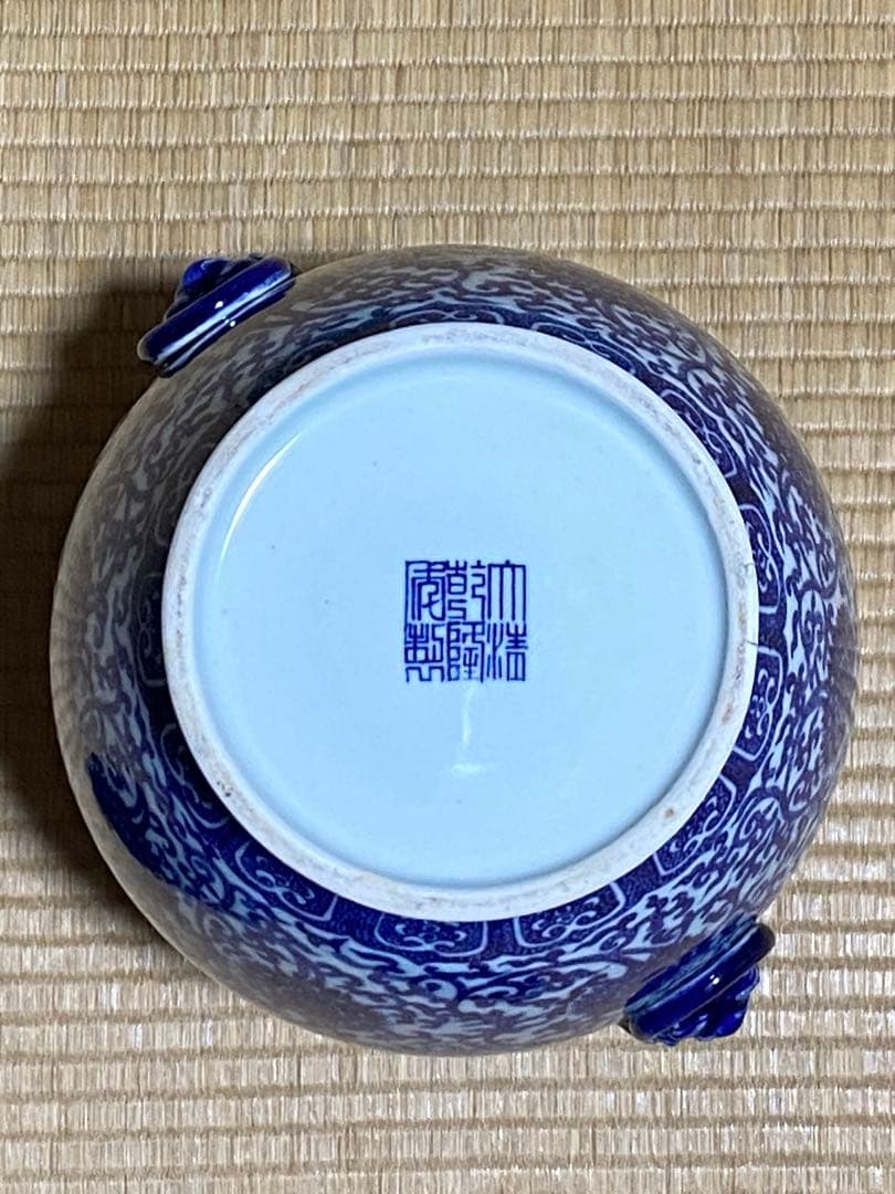 ♦中国古陶磁 鑑定済 大清乾隆年製銘 100年〜130年前 青花尊形瓶 古美術品