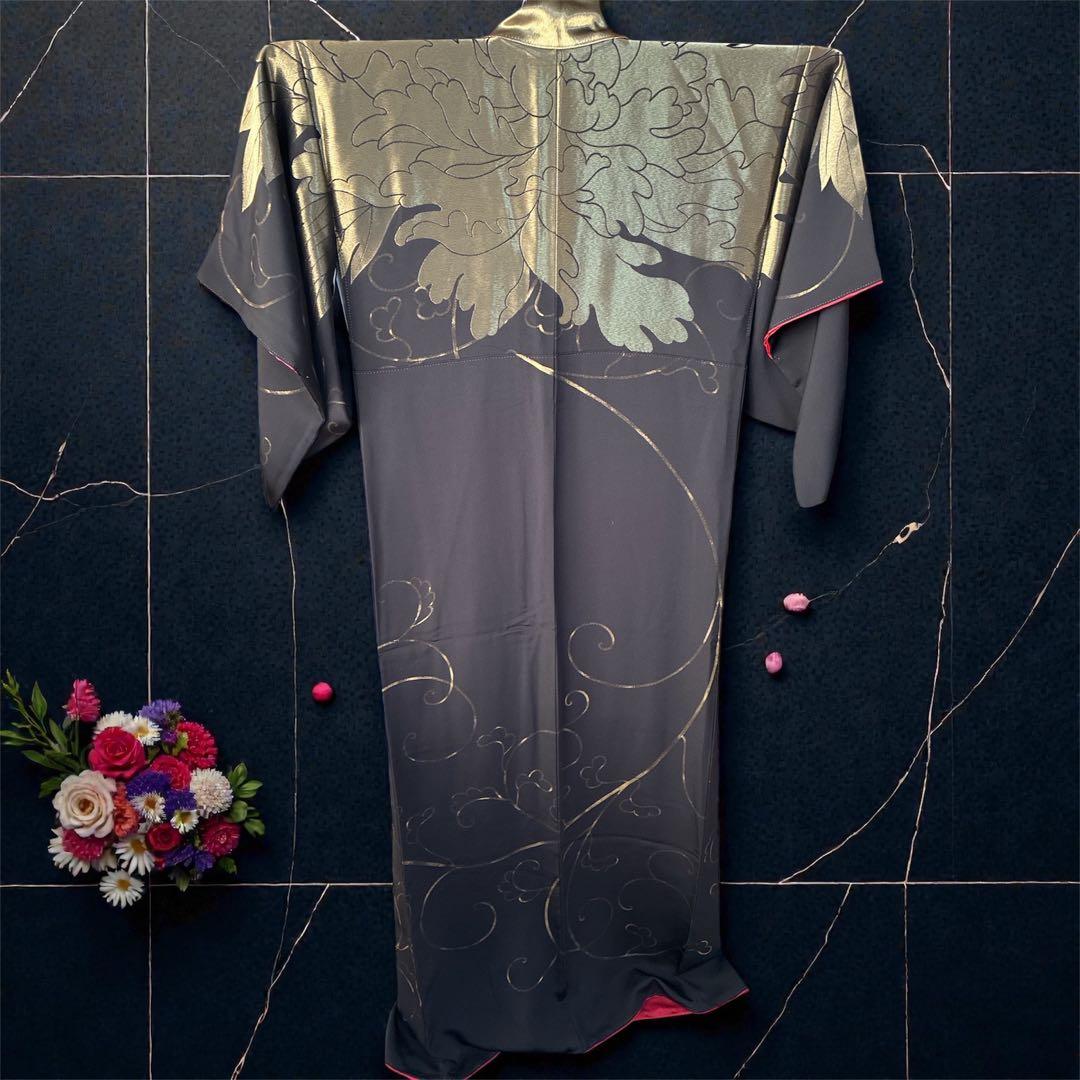 k*a様 訪問着 ෆ‪鳳凰柄 ෆ‪黒金 赤ふちどり 正絹 シルク 作家物 雪三郎