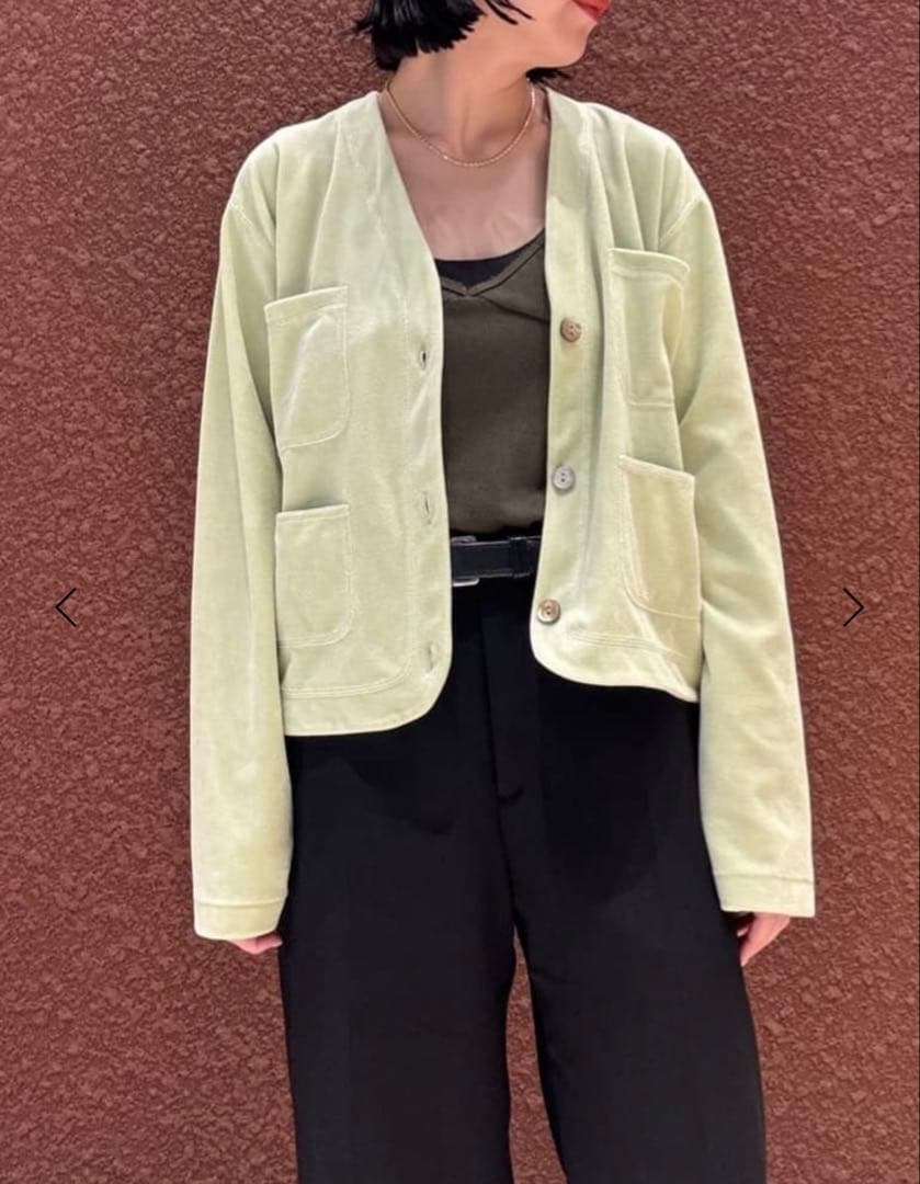 今期2026春夏<6（ROKU）＞ベロア カラー カーディガン