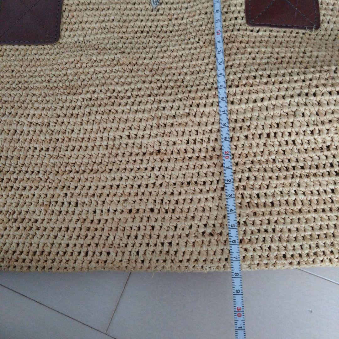 ヘレンカミンスキー　ラフィアトートバッグ　レザーハンドル ベージュレディース