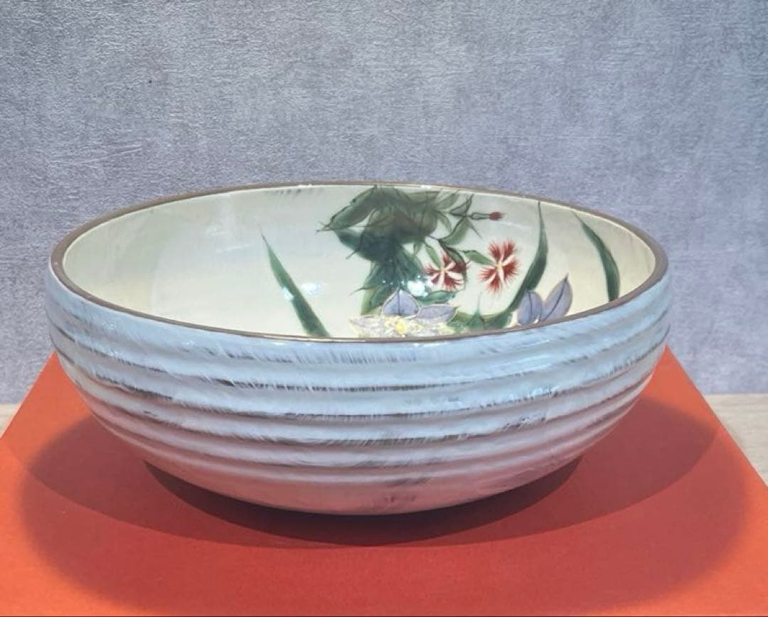 陶あん 京焼 清水焼 秋草文 桔梗 女郎花 深鉢 大鉢 菓子鉢