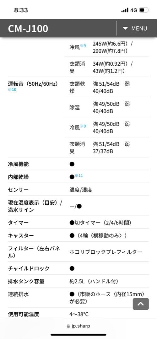 SHARP 除湿機 CM-J-W