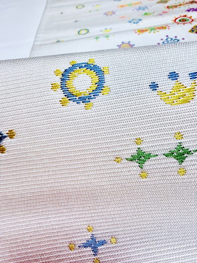 高級 名古屋帯 正絹 六通柄 服部織物 ホワイト 小紋 色無地 約40万円