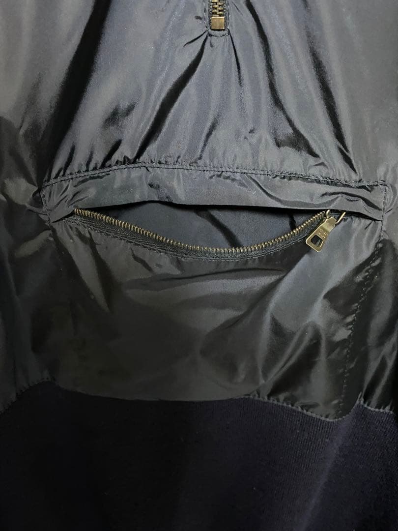 PRADA SPORT 00s ナイロンレイヤードニット ハーフジップ ネイビー