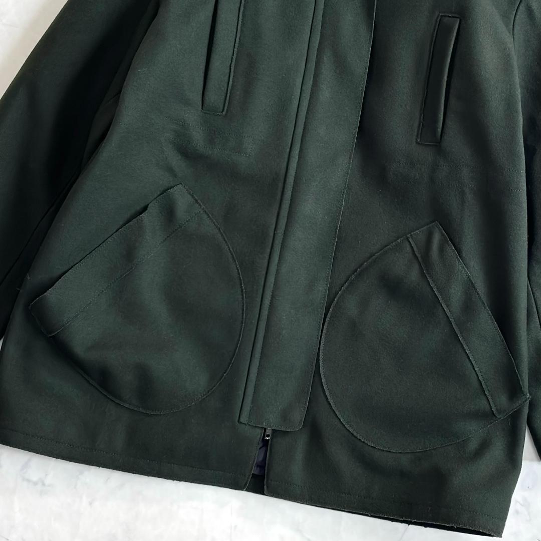 ミュウミュウ ウール フーデッドコート ライナー付 深緑 サイズ38 tr4