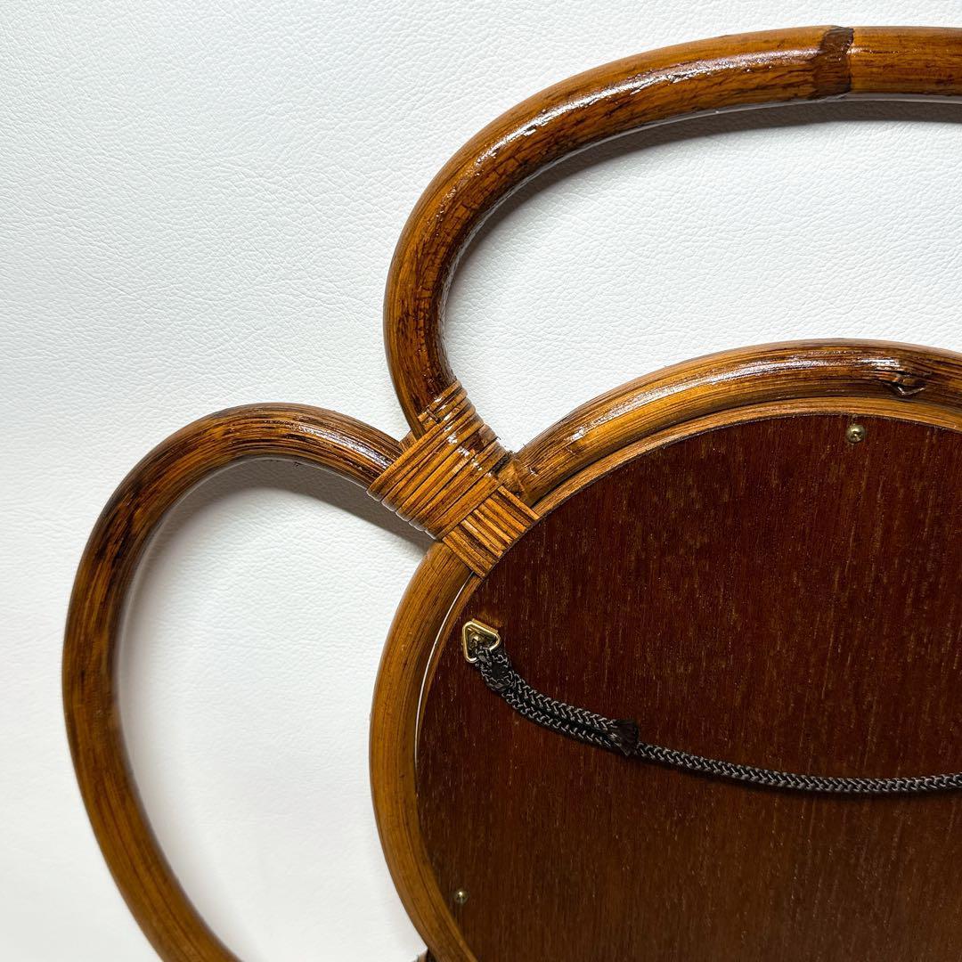 【タグ付き未使用】カザマ Kazama ウォールミラー ラタン 藤 壁掛け 鏡