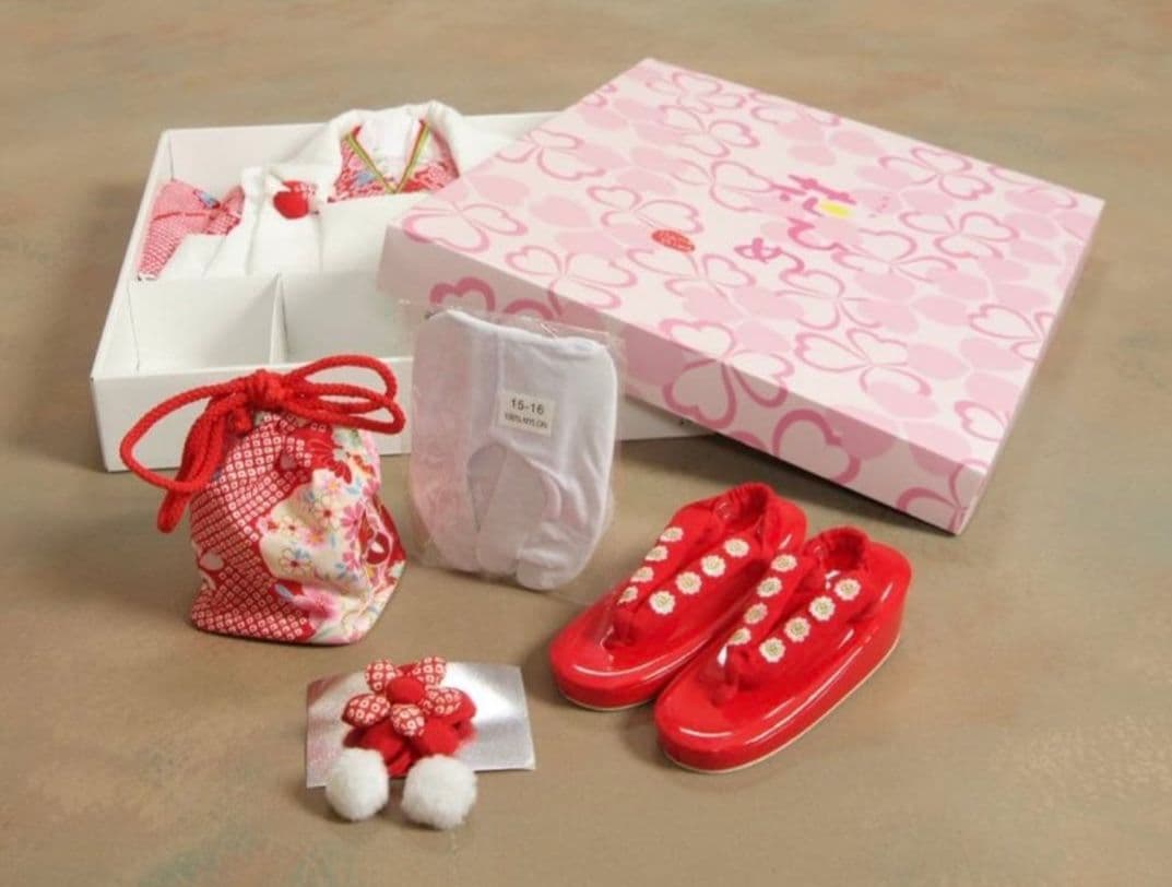 即日・翌日発送/七五三 3歳 女の子/着物/被布/花ひめ8点セット/ 赤白ピンク