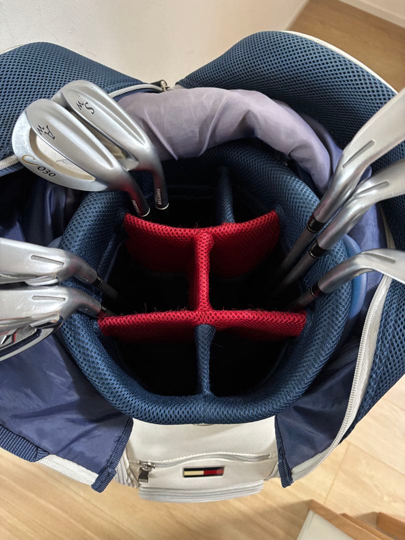   キャディバッグ ホワイト/ネイビー