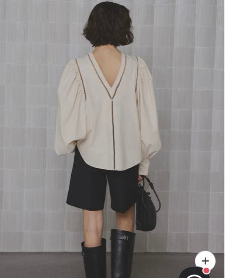 トップス amerivintage PUFF EMBROIDARY LACE BLOUSE