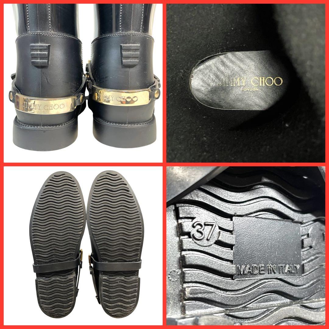JIMMY CHOO ジミーチュウ レインブーツ ジョッキーブーツ 長靴 黒