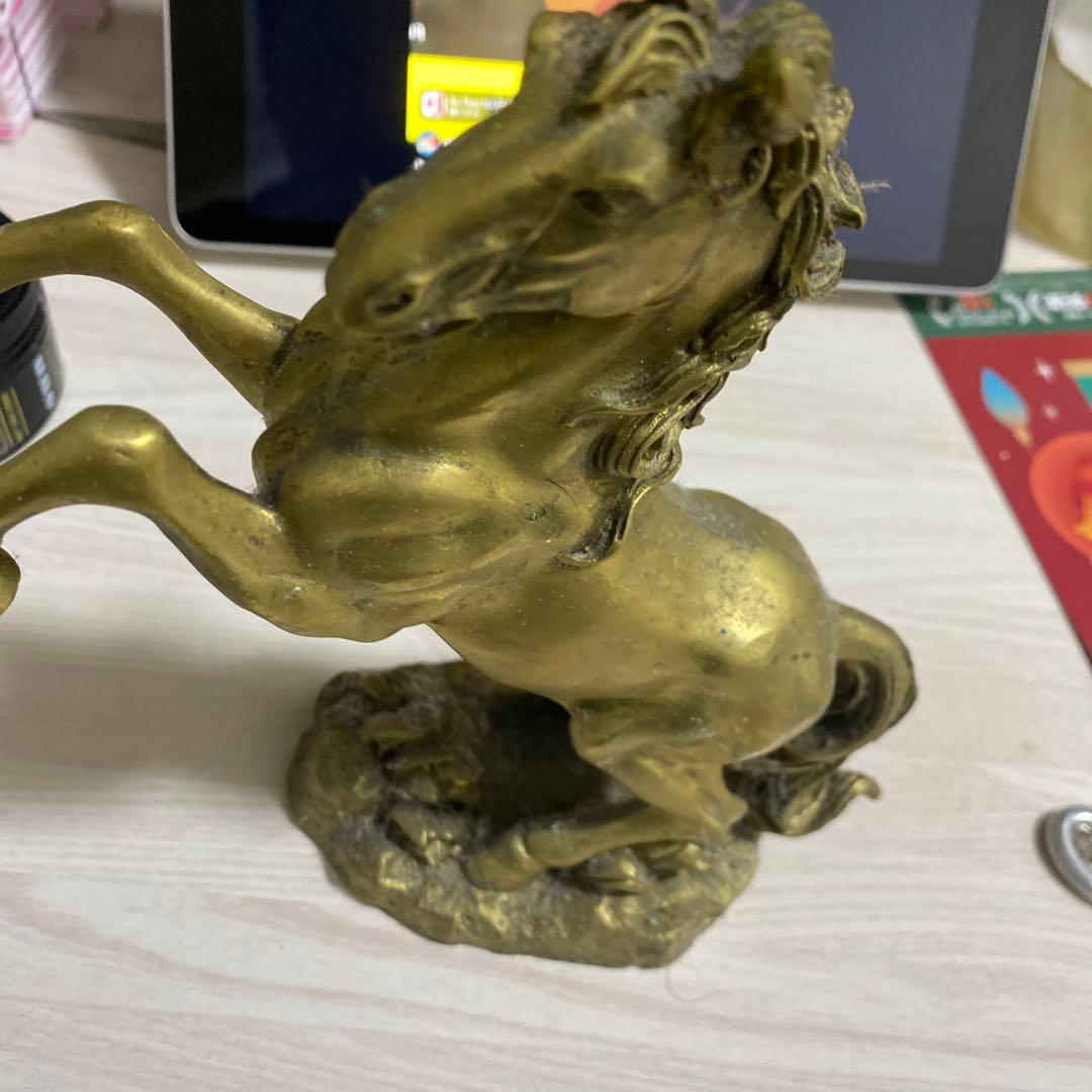 ブロンズ製馬の彫刻 ゴールド 約15cm