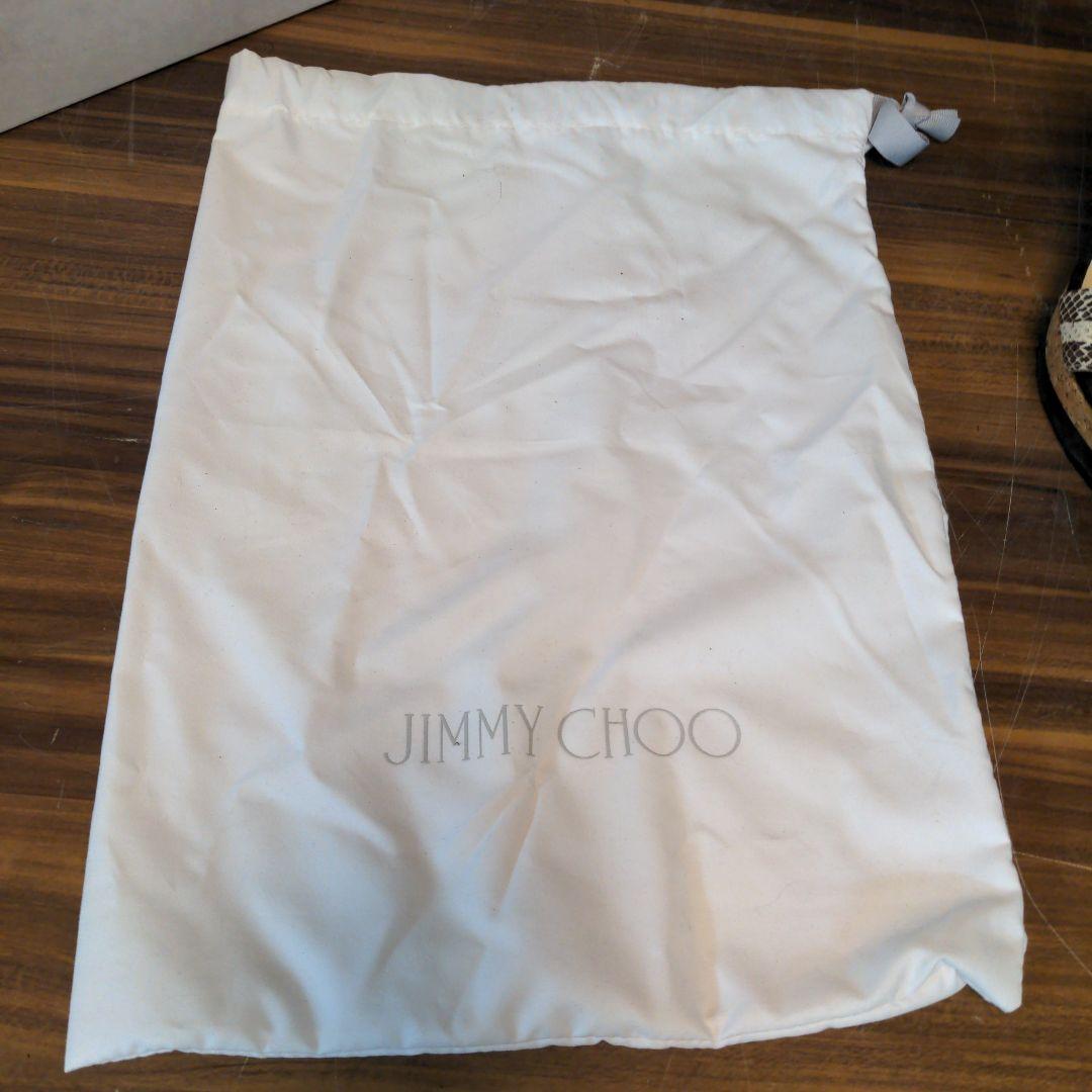 花*様 D1074　ジミーチュウ　ウェッジソール　ストラップ　調節可能　黒　ヘビ