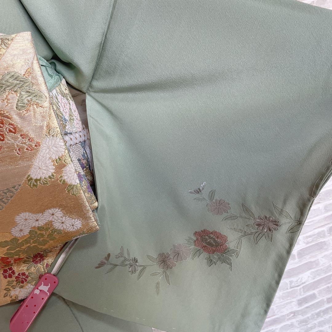 訪問着+長襦袢　フルセット　汕頭刺繍　花々　入学式　卒業式　着物　I10