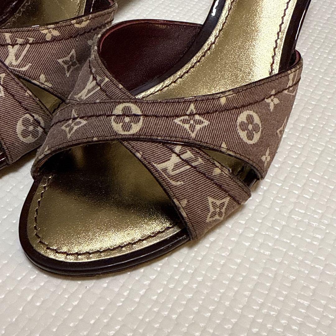 LOUIS VUITTON ブラウン クロスストラップミュール
