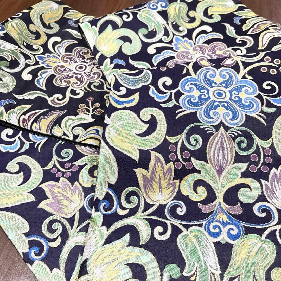 新品未使用品 正絹 六通袋帯 西陣織 【花唐草 紫】