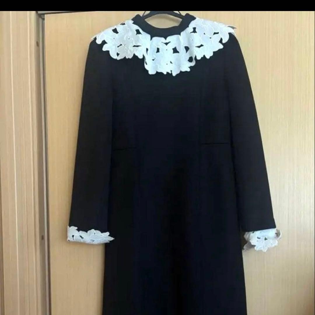 セルフォード/ブラック レース襟 ワンピース　36