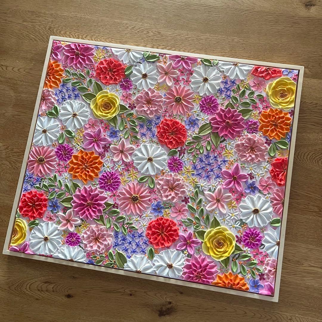 絵画 フラワーアート 花の絵 現代アート アートパネル　花柄　フラワーインテリア