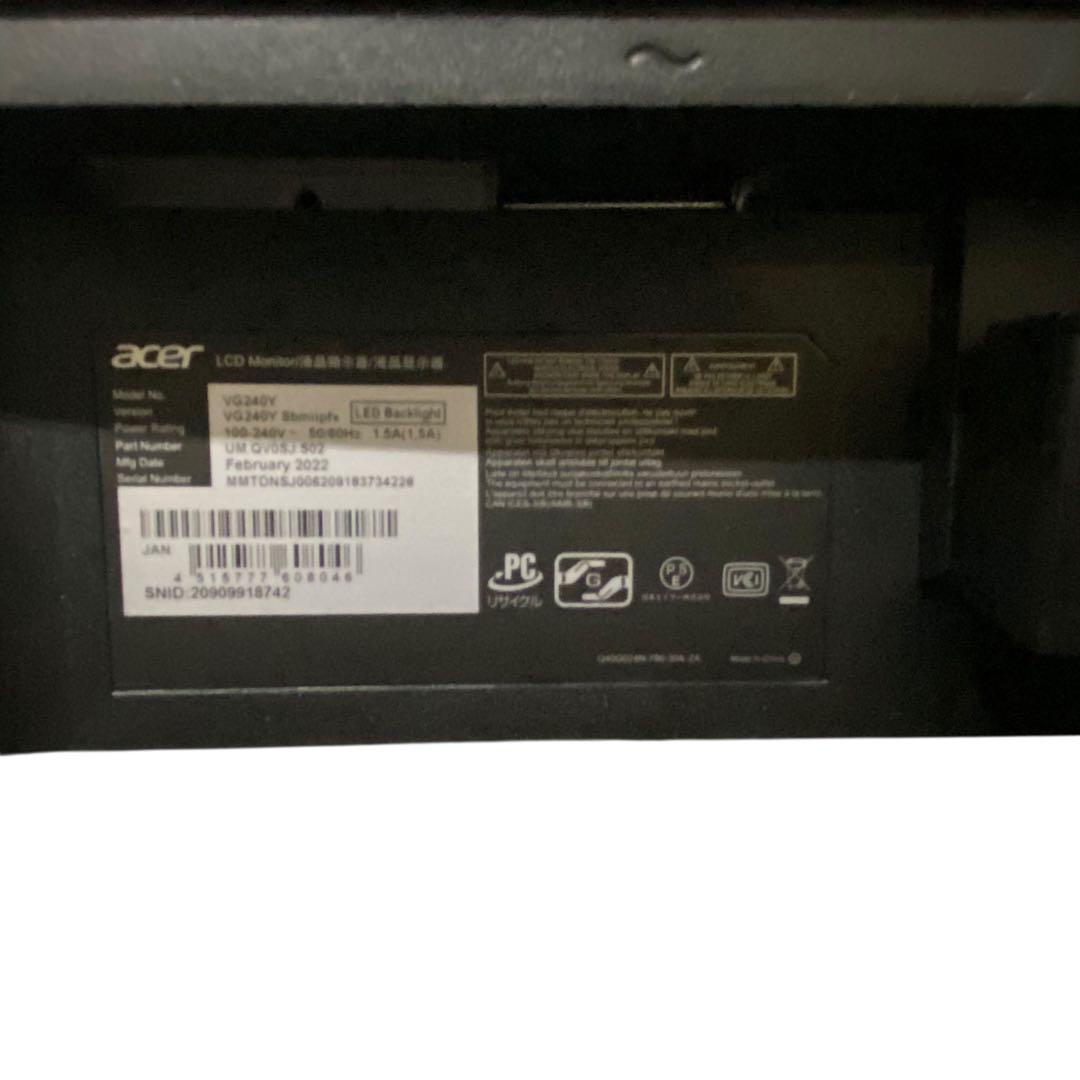 【メ0827-44】acer ゲーミングモニター VG240Y 23.8インチ