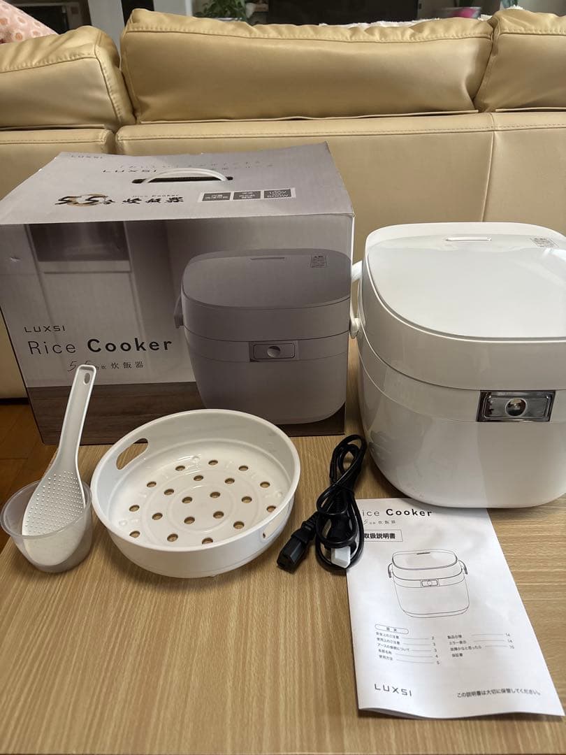 【新品 LUXSI 炊飯器 】5.5合 ホワイト 多機能モデル ケーキOK 1