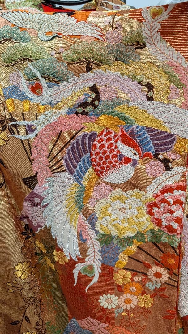 色打掛　オレンジ朱色牡丹