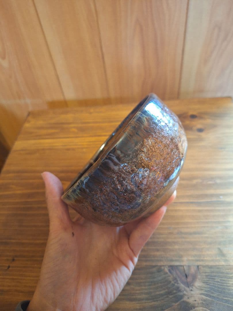 天目茶碗　赤茶　 抹茶碗　茶道具　お碗　飴釉　陶器　器　茶器　茶道　作家不明