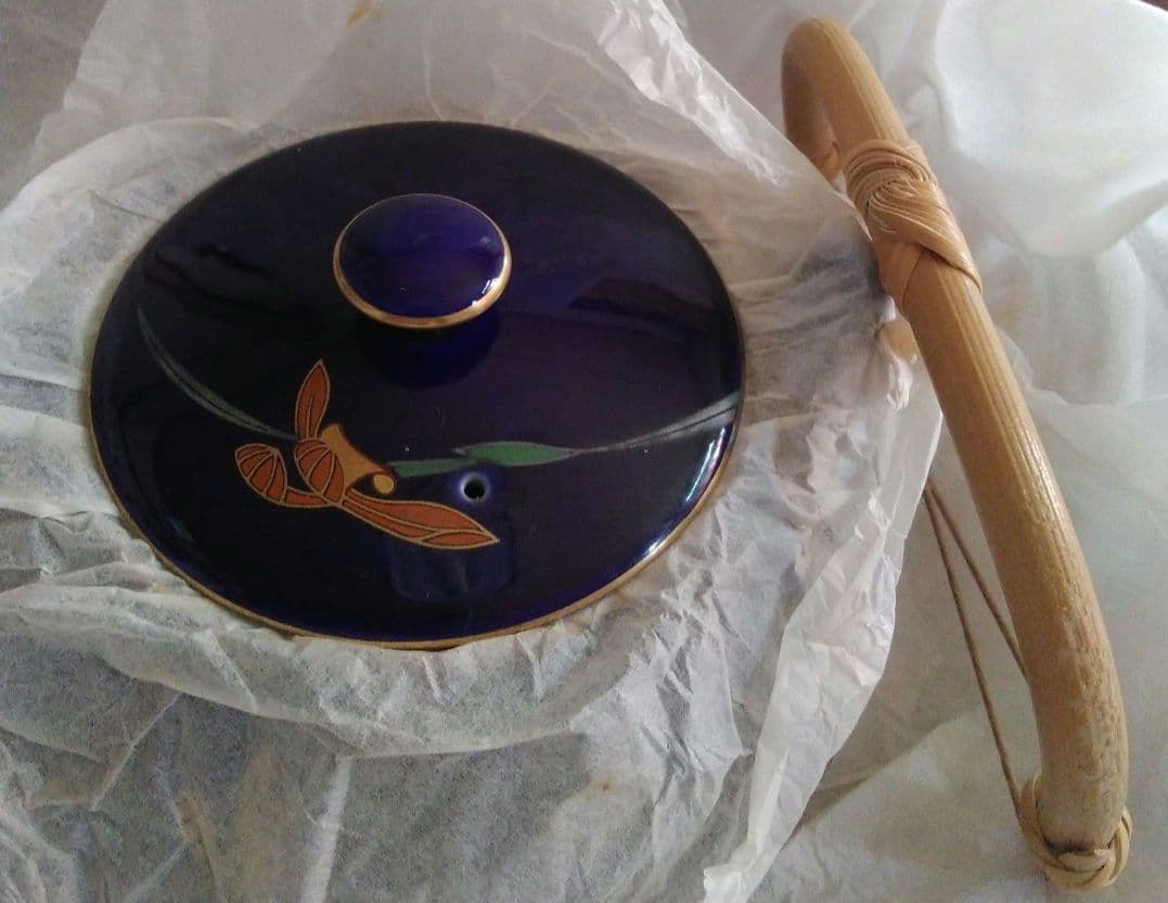 昭和レトロビンテージ上品綺麗蓋付モダン香蘭社木箱入り湯呑みセット(新品未使用)