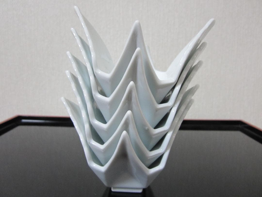 迎春◆お正月の器◆伝統工芸 有田焼◆料亭の器◆白磁製 鶴５客◆ 小鉢、小付、向付