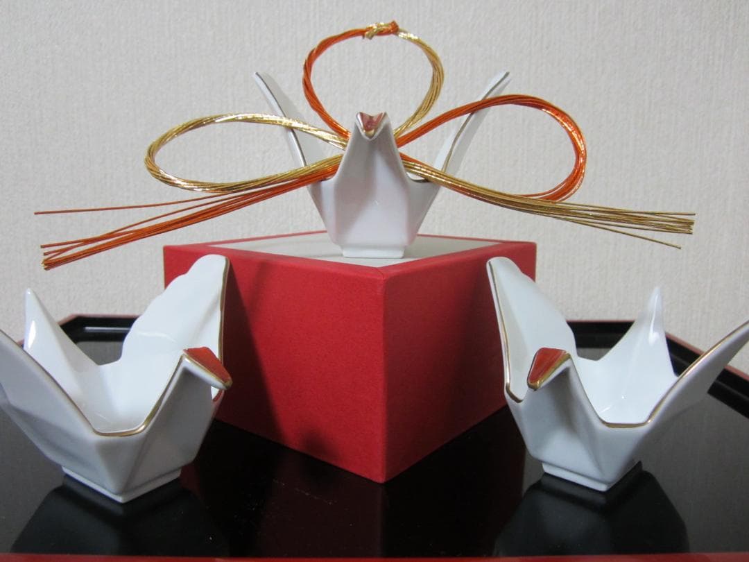 迎春◆お正月の器◆伝統工芸 有田焼◆料亭の器◆白磁製 鶴５客◆ 小鉢、小付、向付